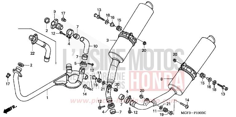 EXHAUST MUFFLER for VTR1000 SP-1 WINNING RED (R258) from 2000